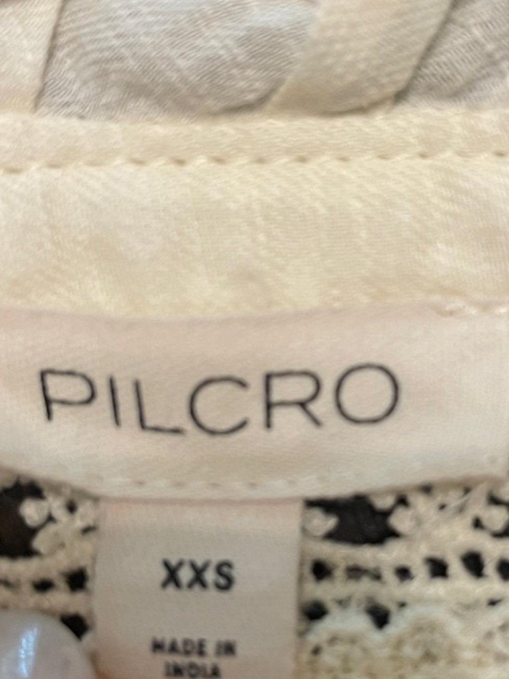 Pilcro Lace Yoke Peasant Blouse Cream Boho Cottagecore Long Sleeve XXS - Picture 4 of 10